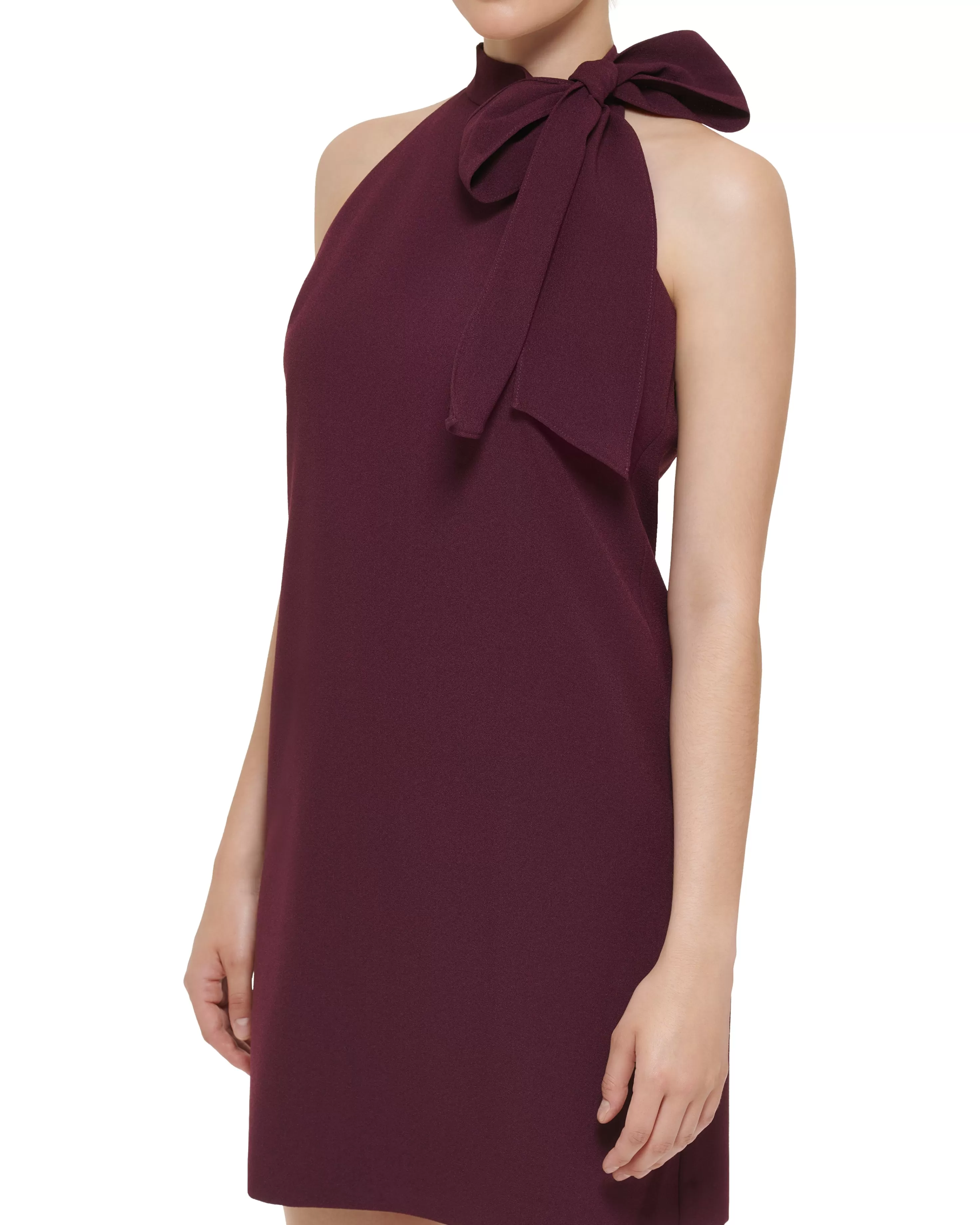 Vince Camuto Bow-Neck Dress Aubergine Clearance