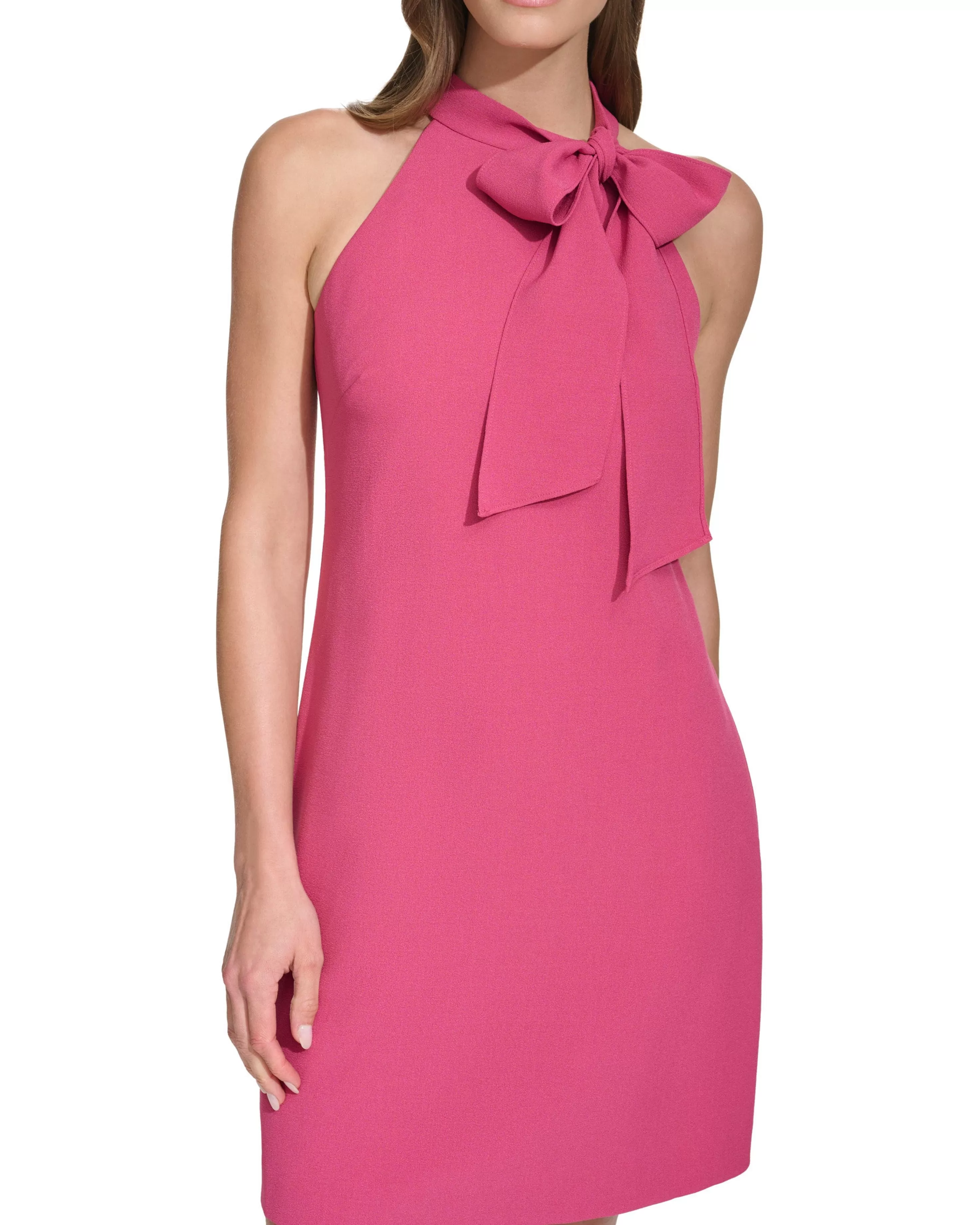 Vince Camuto Bow-Neck Dress Rose New