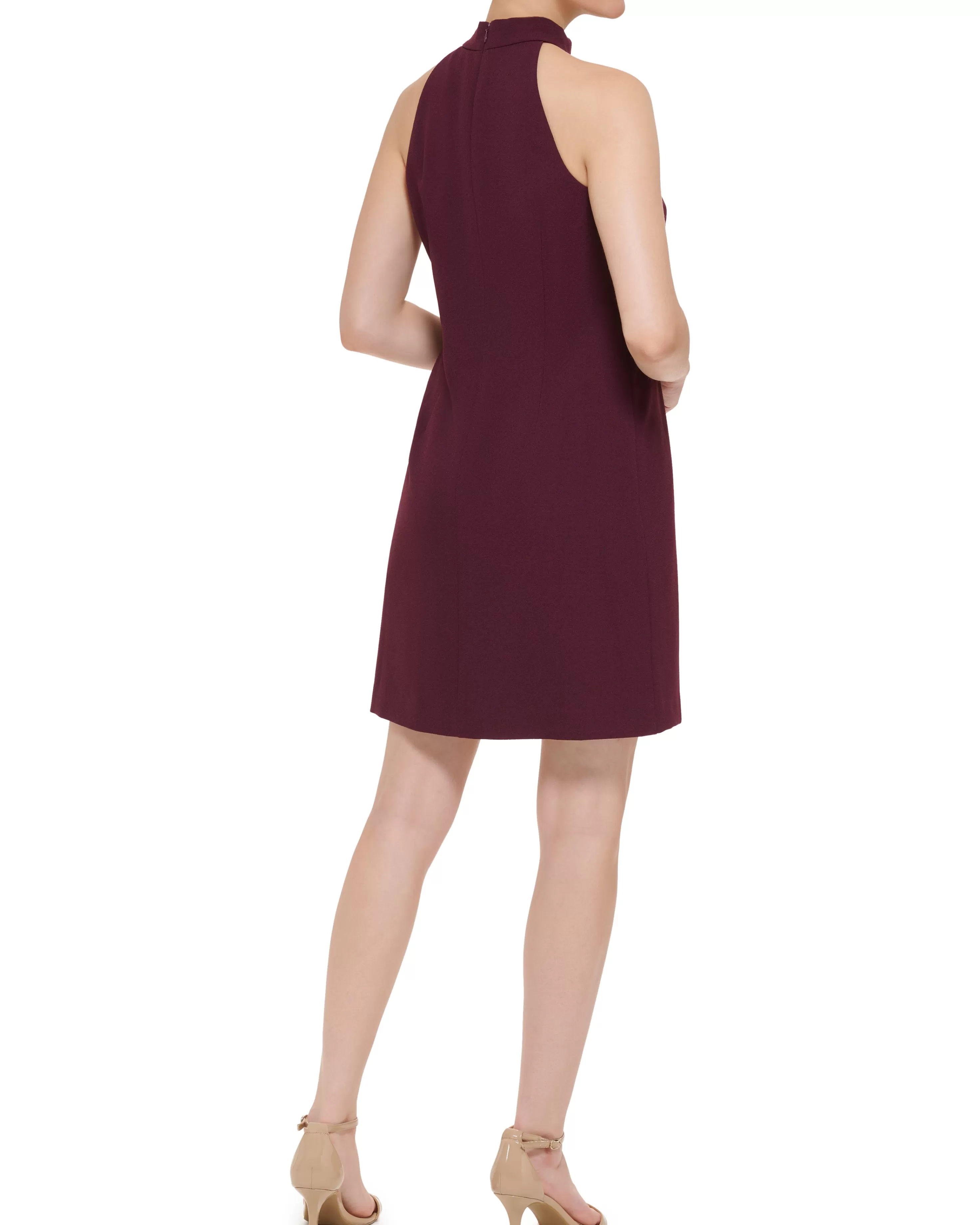 Vince Camuto Bow-Neck Dress Aubergine Clearance