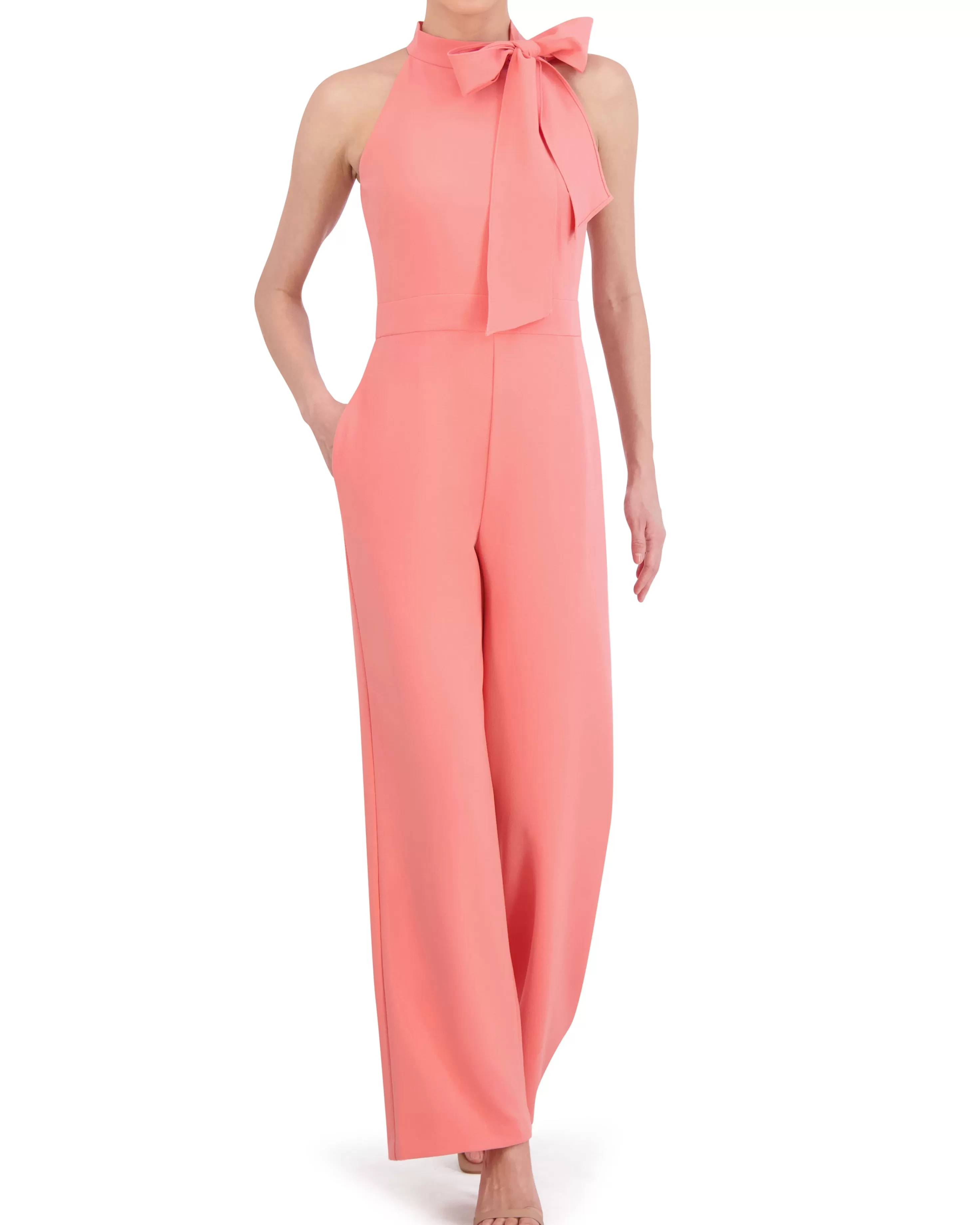 Vince Camuto Bow-Neck Halter Jumpsuit Papaya Discount