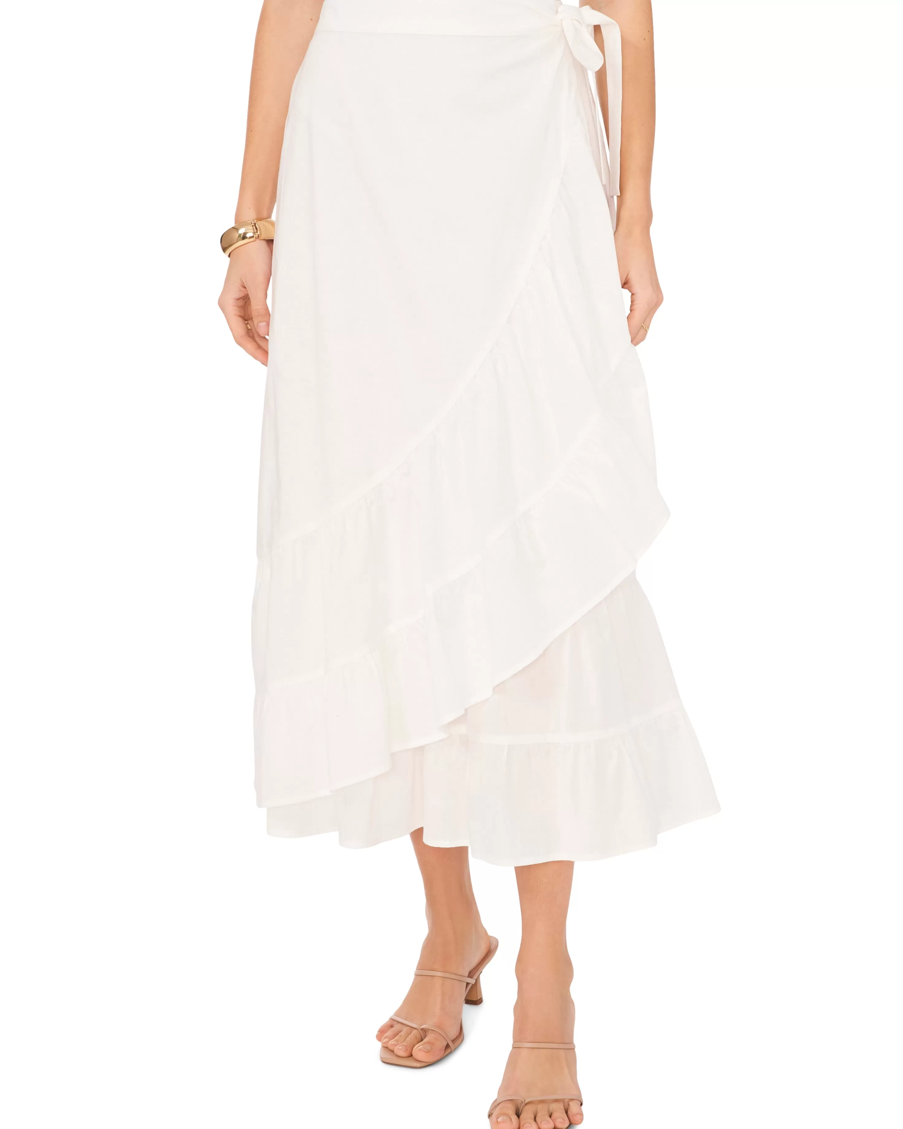 Vince Camuto Cotton Ruffled Wrap Skirt Ultra White Store