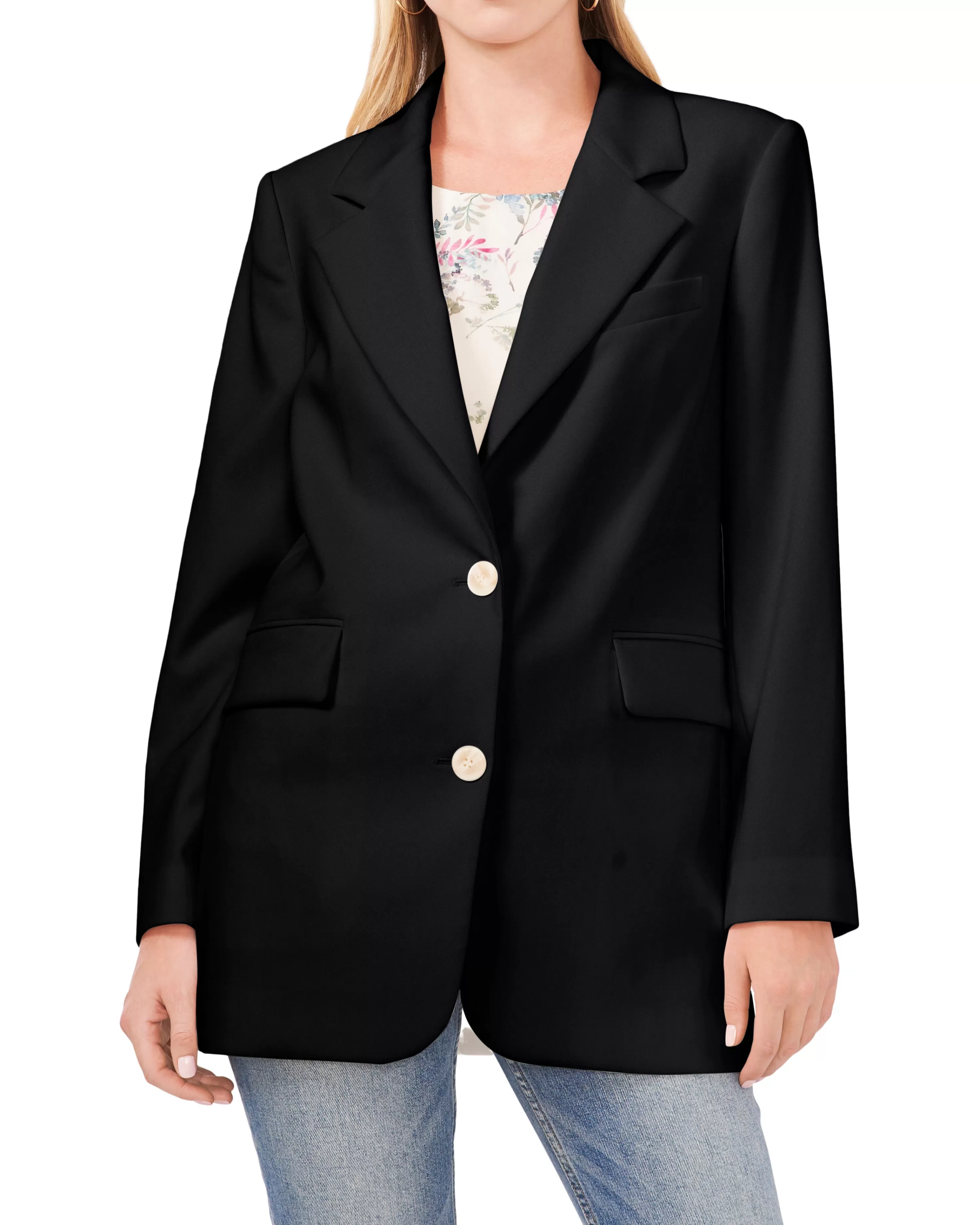 Vince Camuto Notch-Lapel Blazer Rich Black Cheap