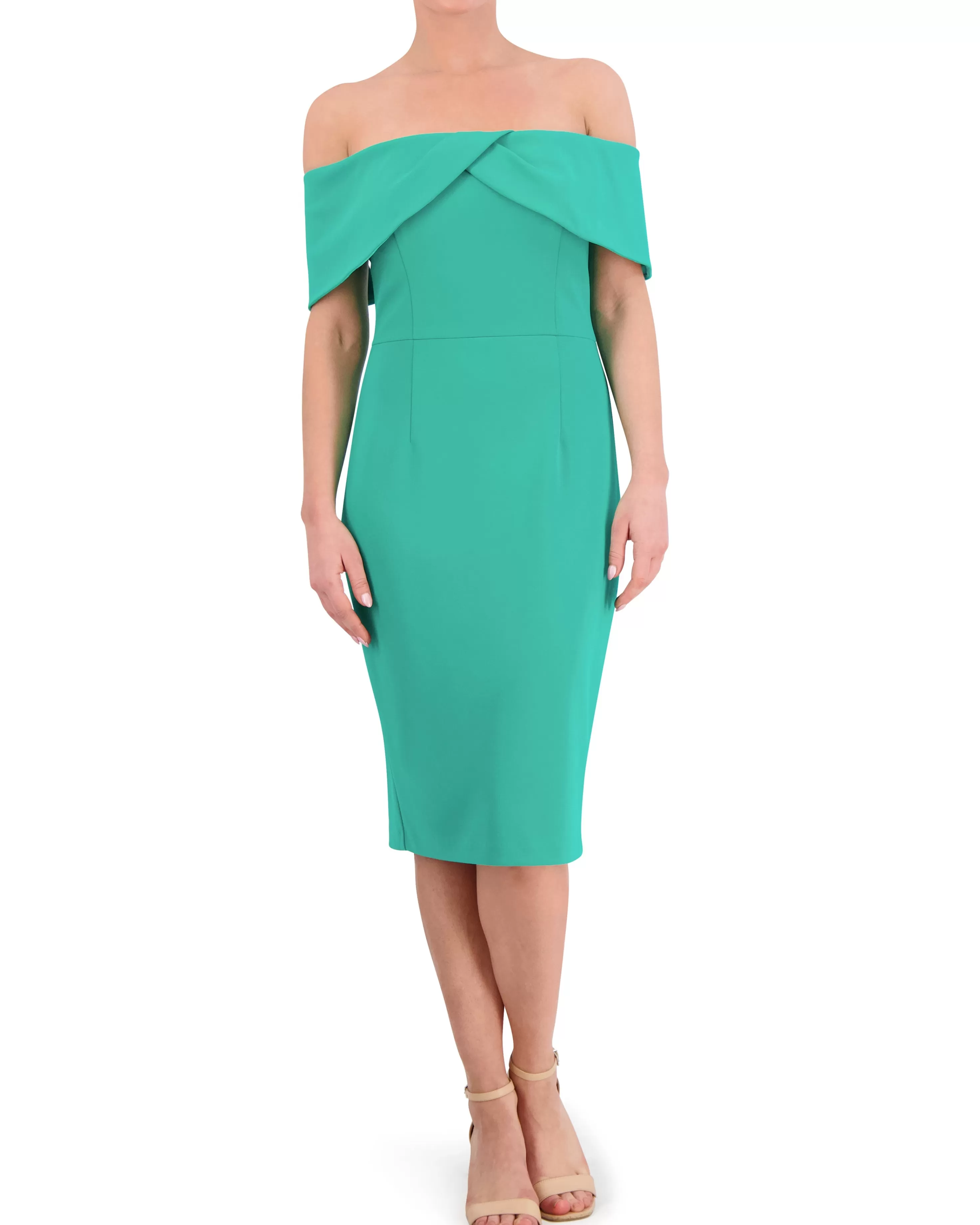 Vince Camuto Off-The-Shoulder Bodice Overlay Dress Green Hot