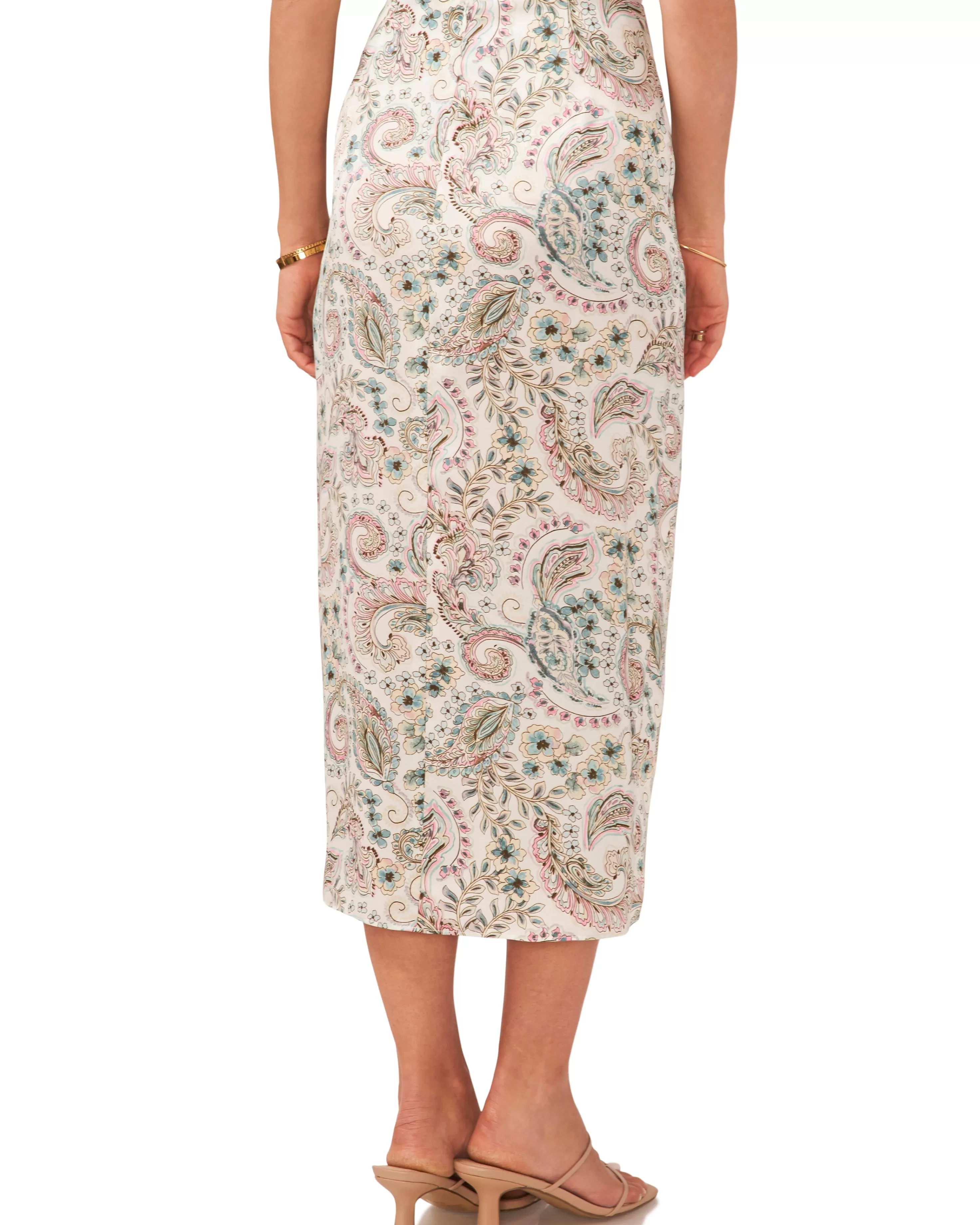 Vince Camuto Paisley Print Faux Wrap Skirt New Ivory Online