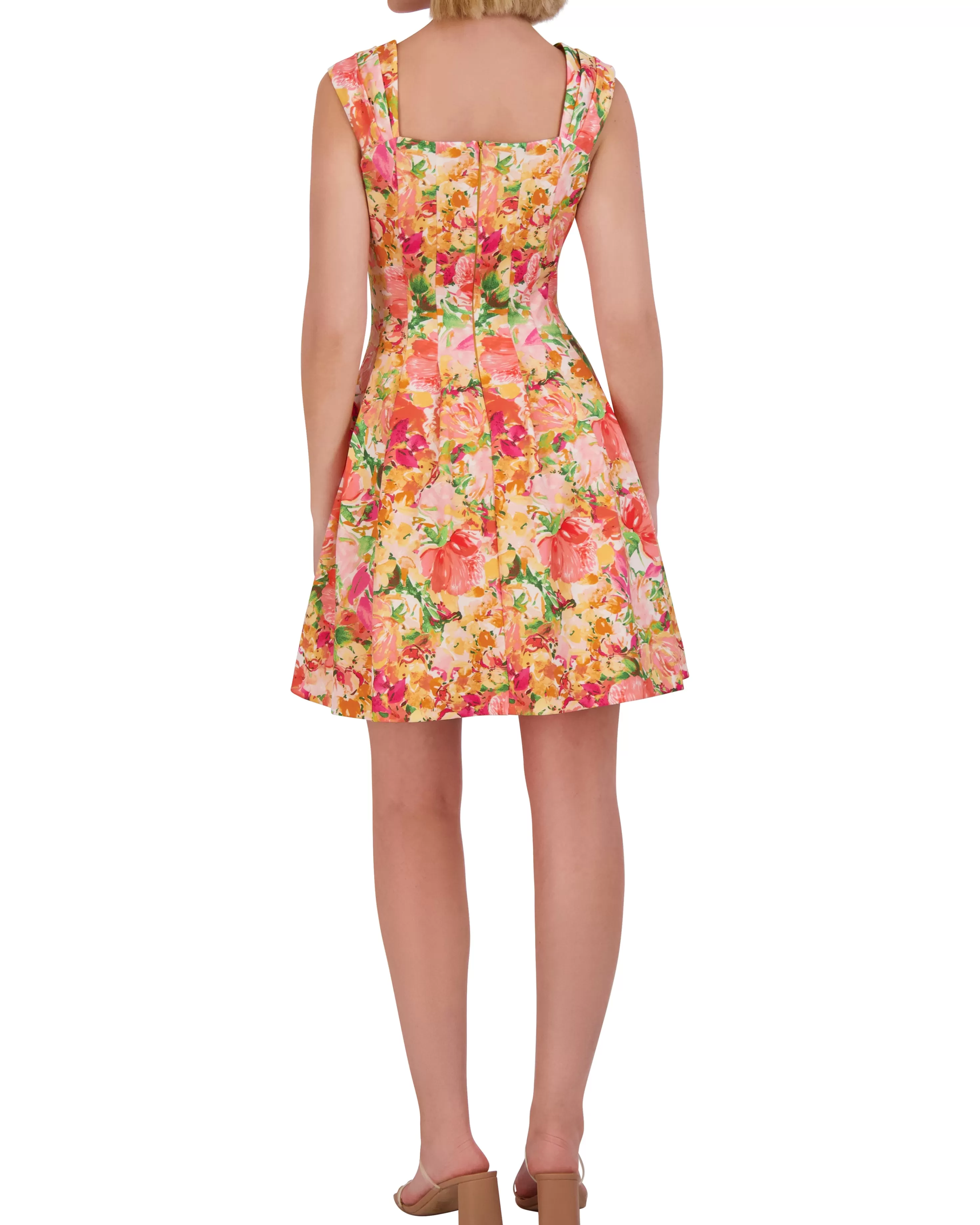 Vince Camuto Petite Printed Square-Neck Fit-And-Flare Dress Marigold Shop