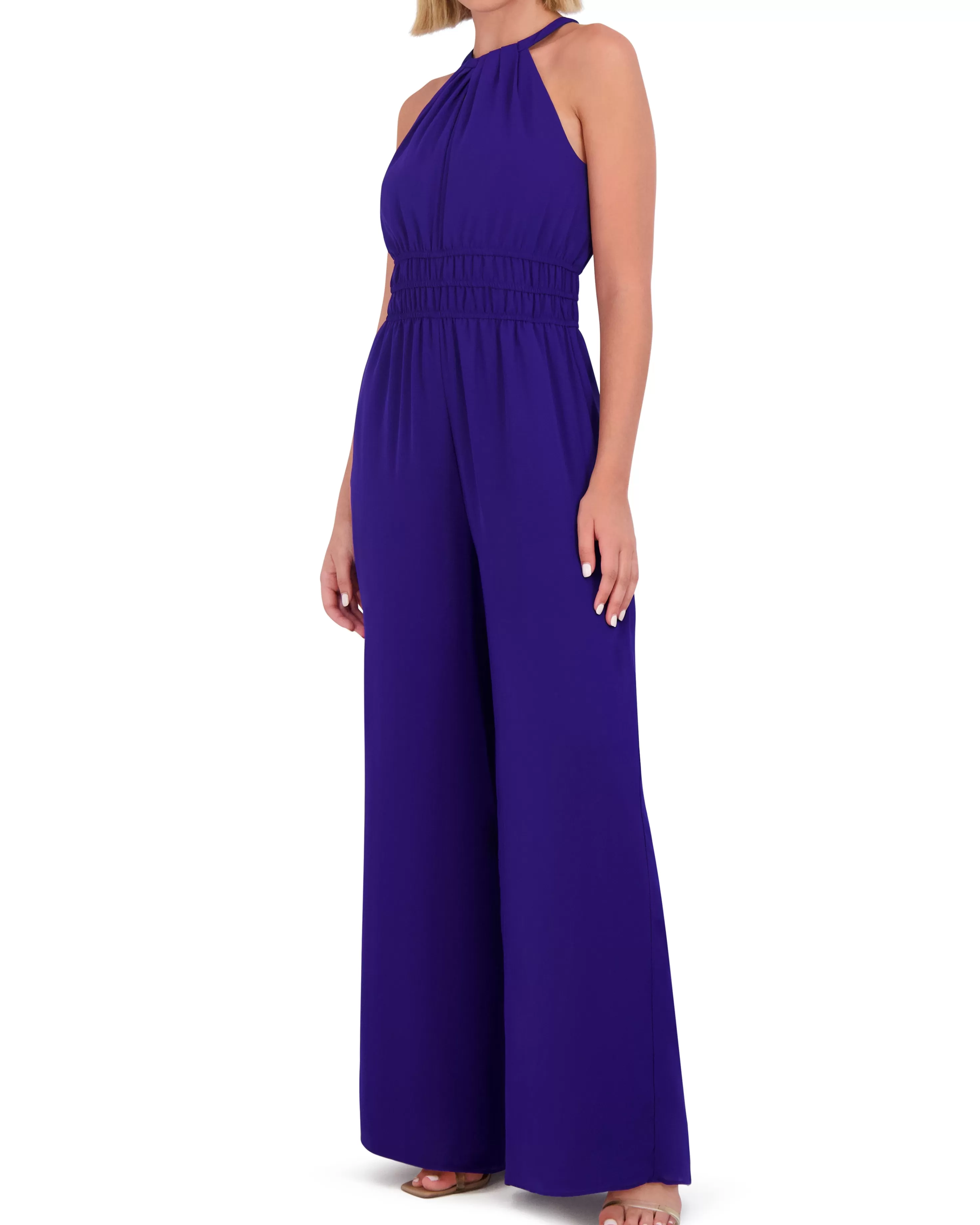 Vince Camuto Petite Ruched Keyhole Jumpsuit Porcelin Blue Best