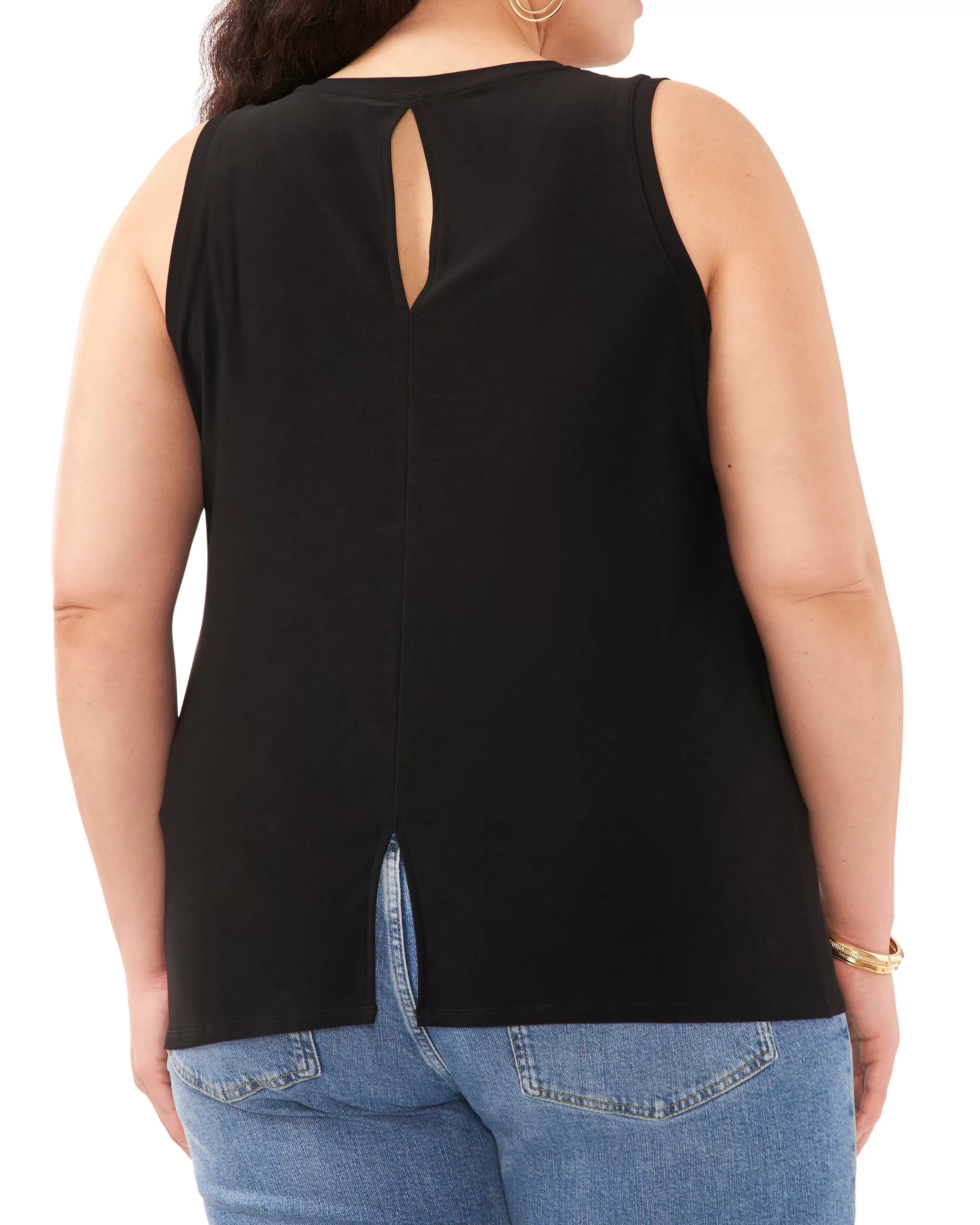 Vince Camuto Plus-Size Back Keyhole Tank Top Rich Black Discount