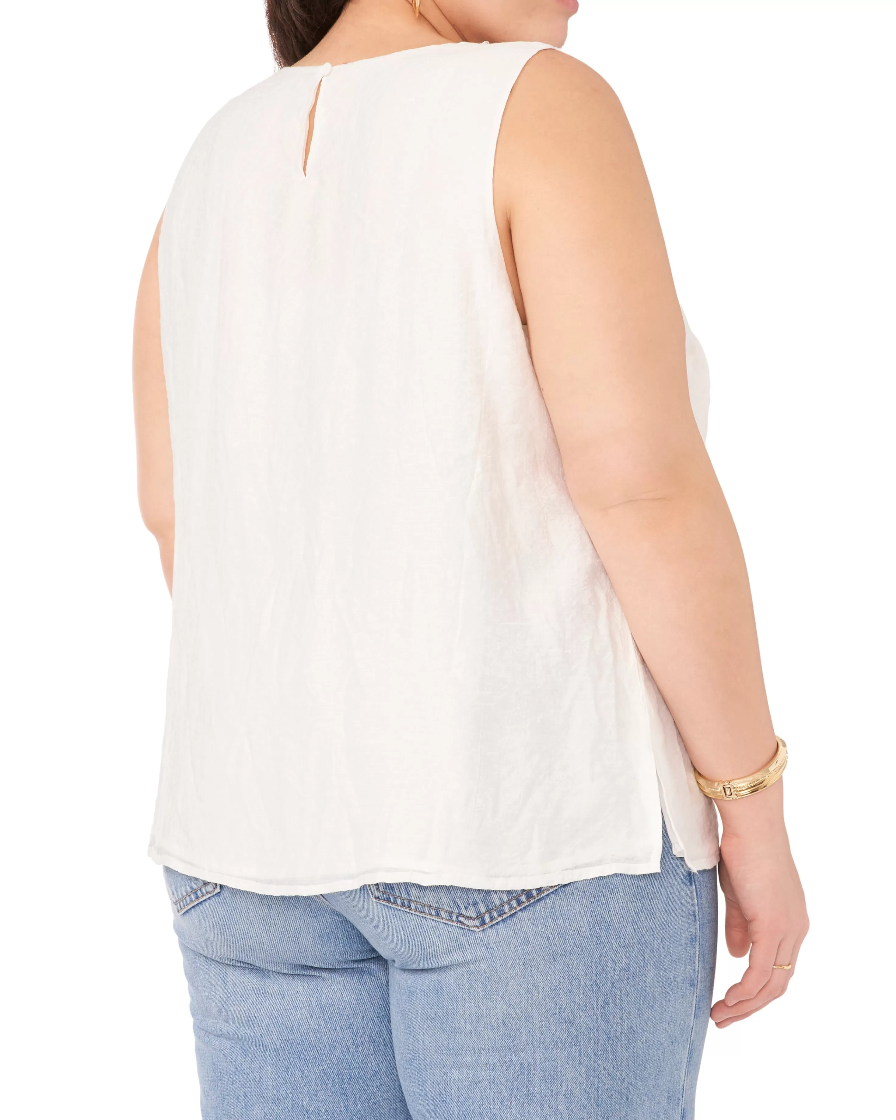 Vince Camuto Plus-Size Beaded Sleeveless Blouse New Ivory Shop