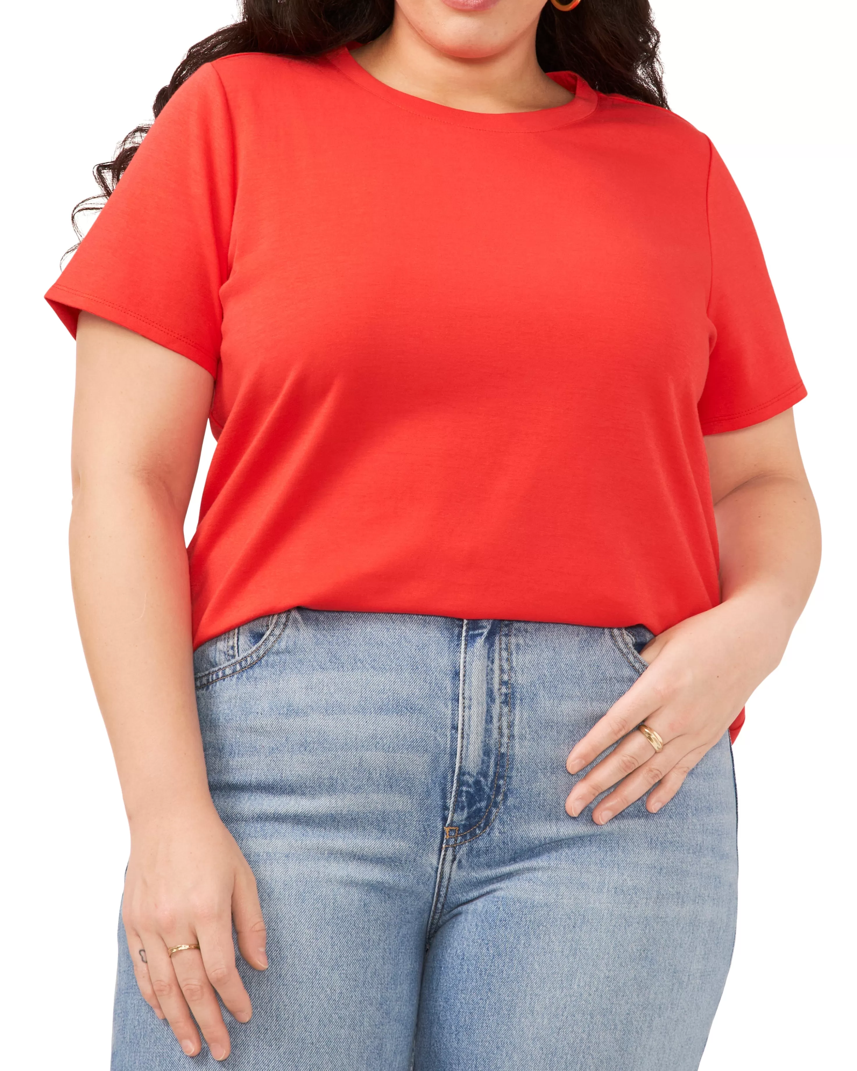 Vince Camuto Plus-Size Crewneck T-Shirt Tulip Red Sale