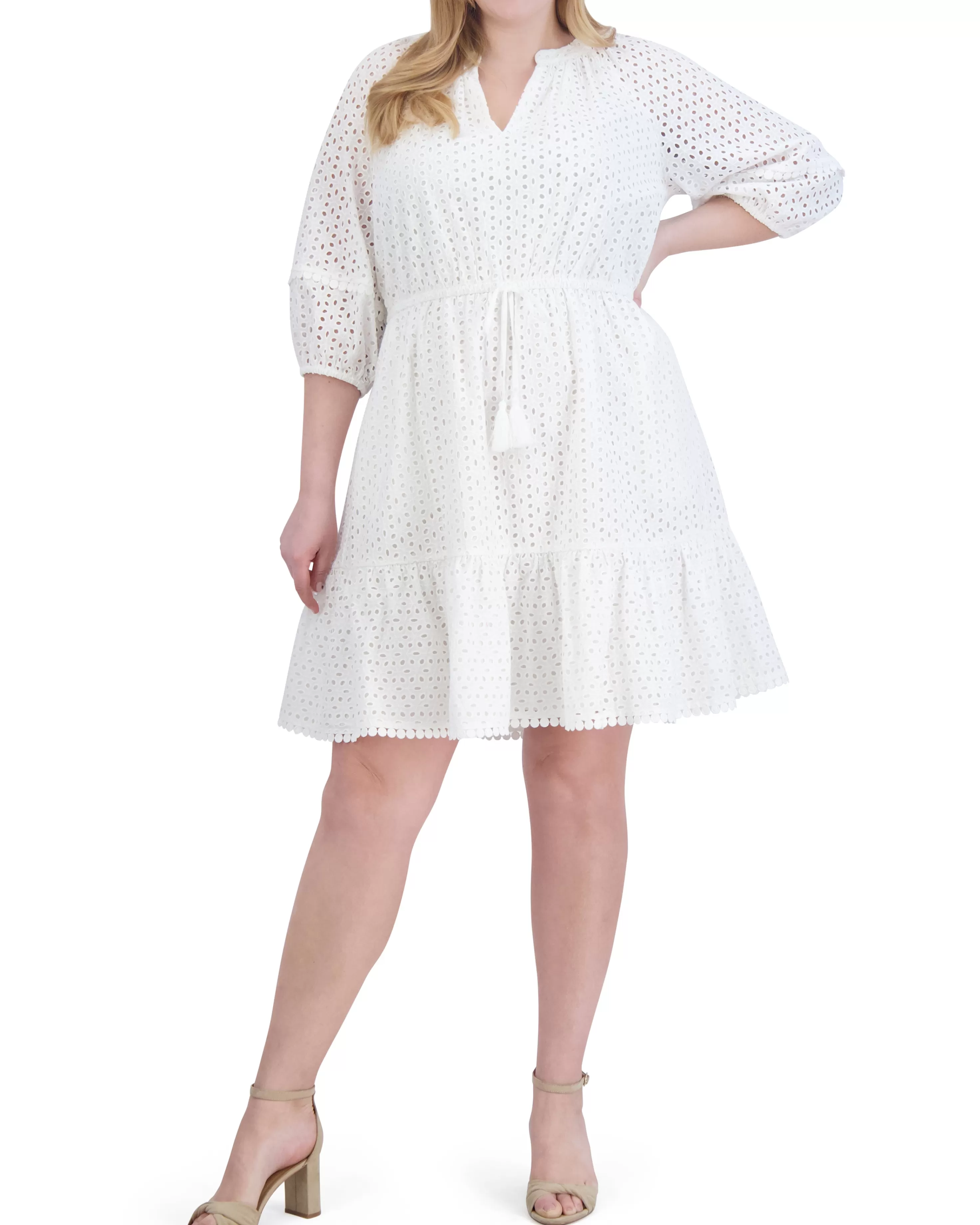 Vince Camuto Plus-Size Eyelet Fit-And-Flare Dress Ivory Cheap