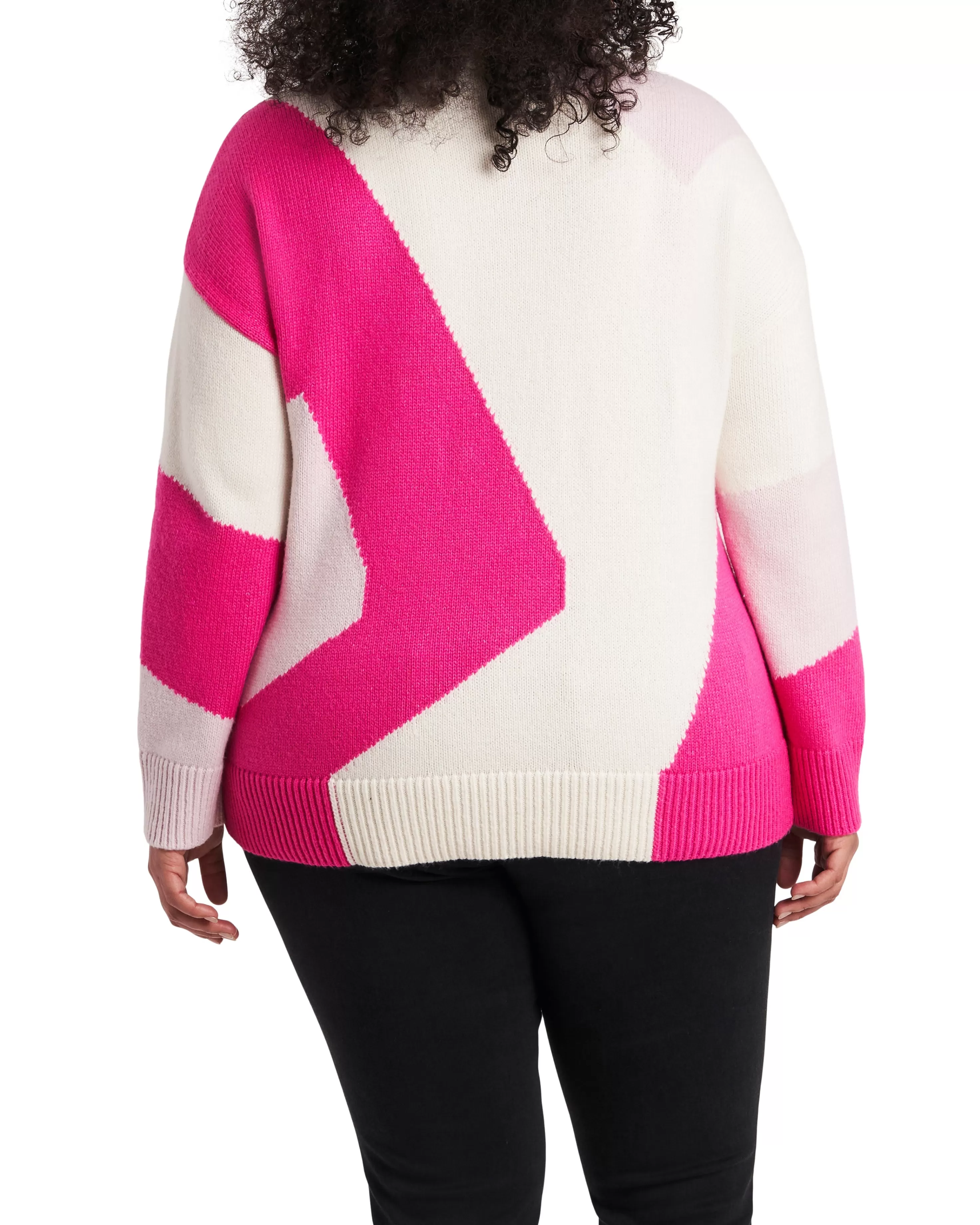 Vince Camuto Plus-Size Intarsia Graphic Sweater Legacy Pink Flash Sale