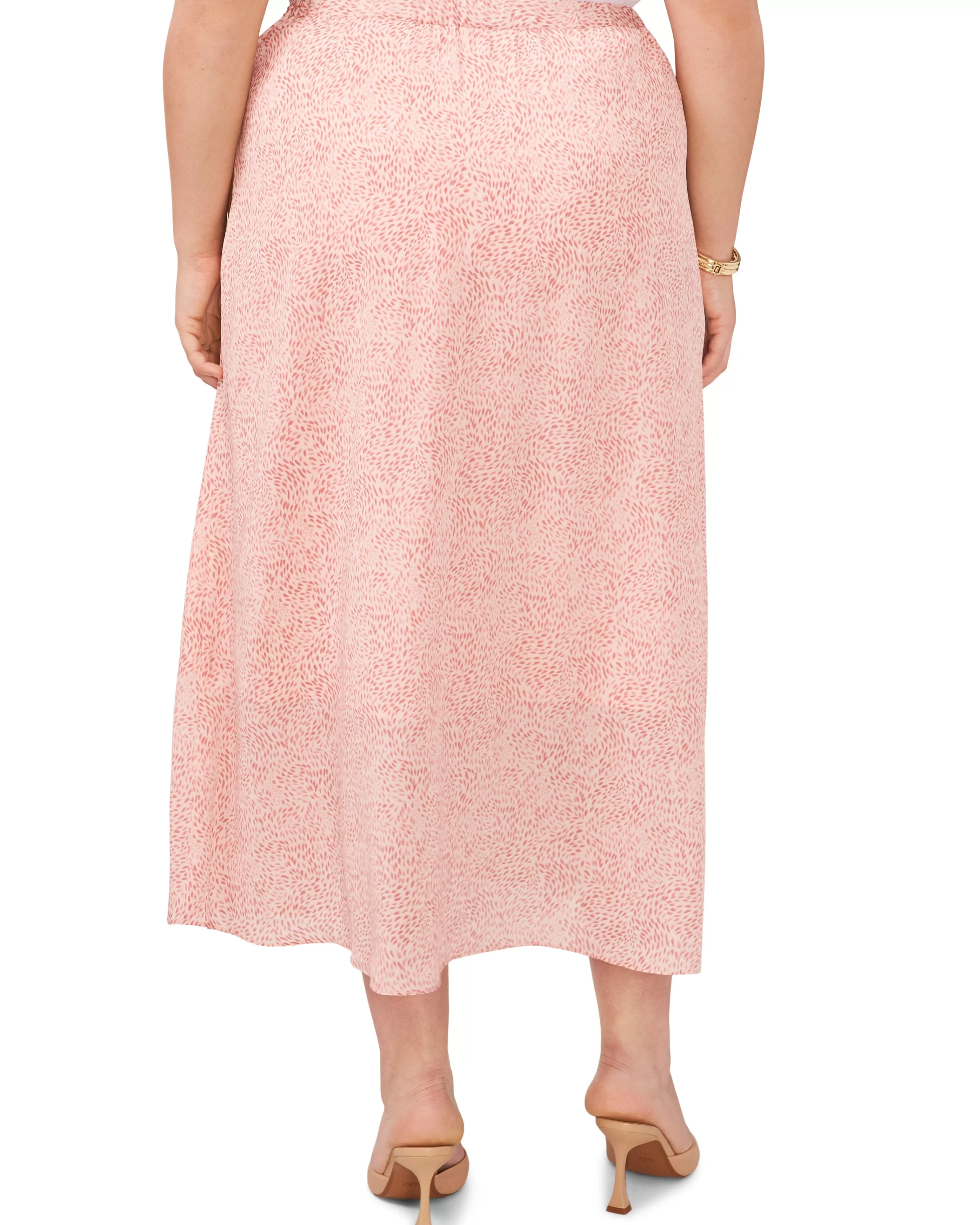 Vince Camuto Plus-Size Swirling-Dot-Print Crossover Midi Skirt Pink Orchid Cheap