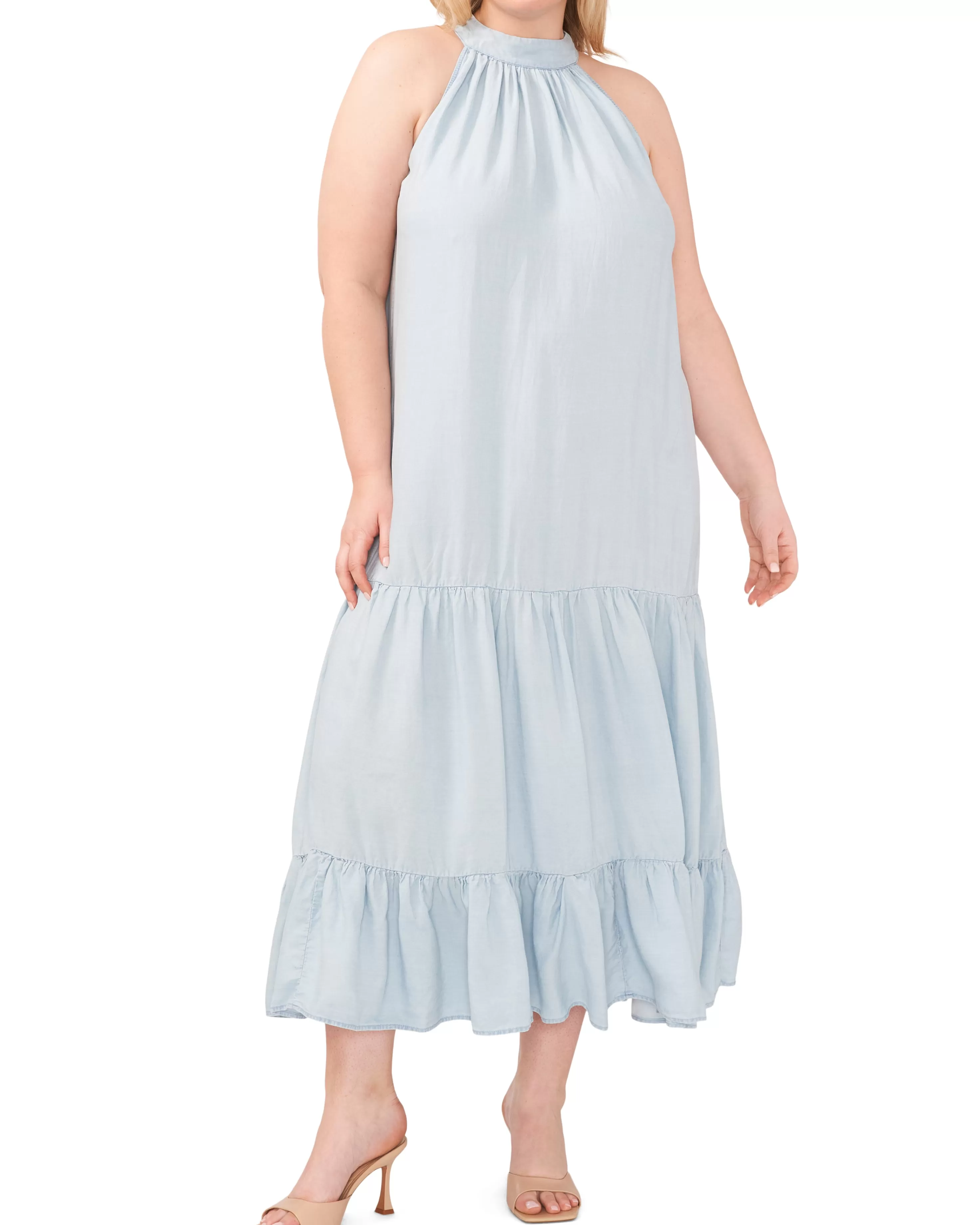 Vince Camuto Plus-Size Tiered Halter Maxi Dress Arctic Surf Shop