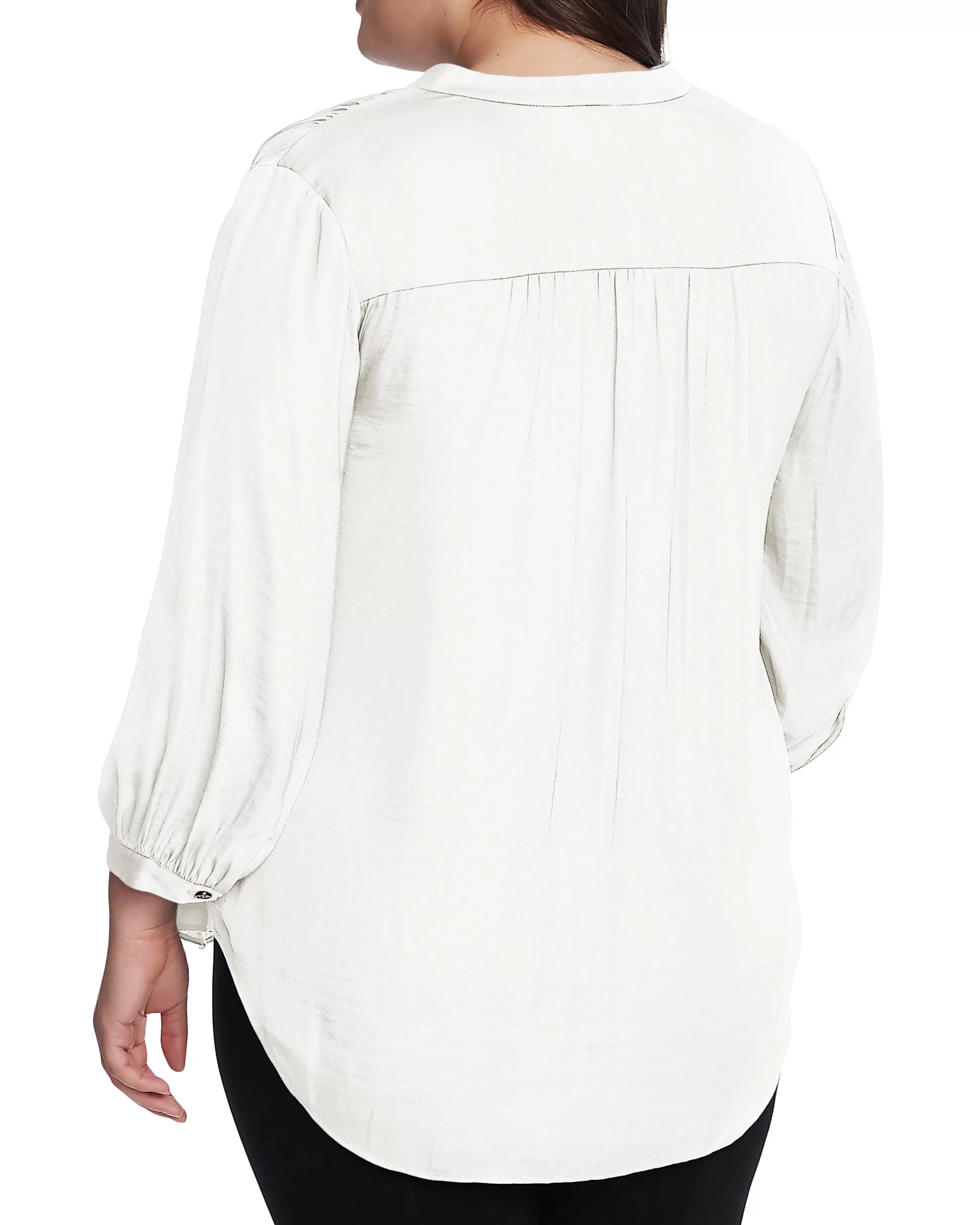 Vince Camuto Plus-Size V-Neck Inverted Pleat Top New Ivory Cheap