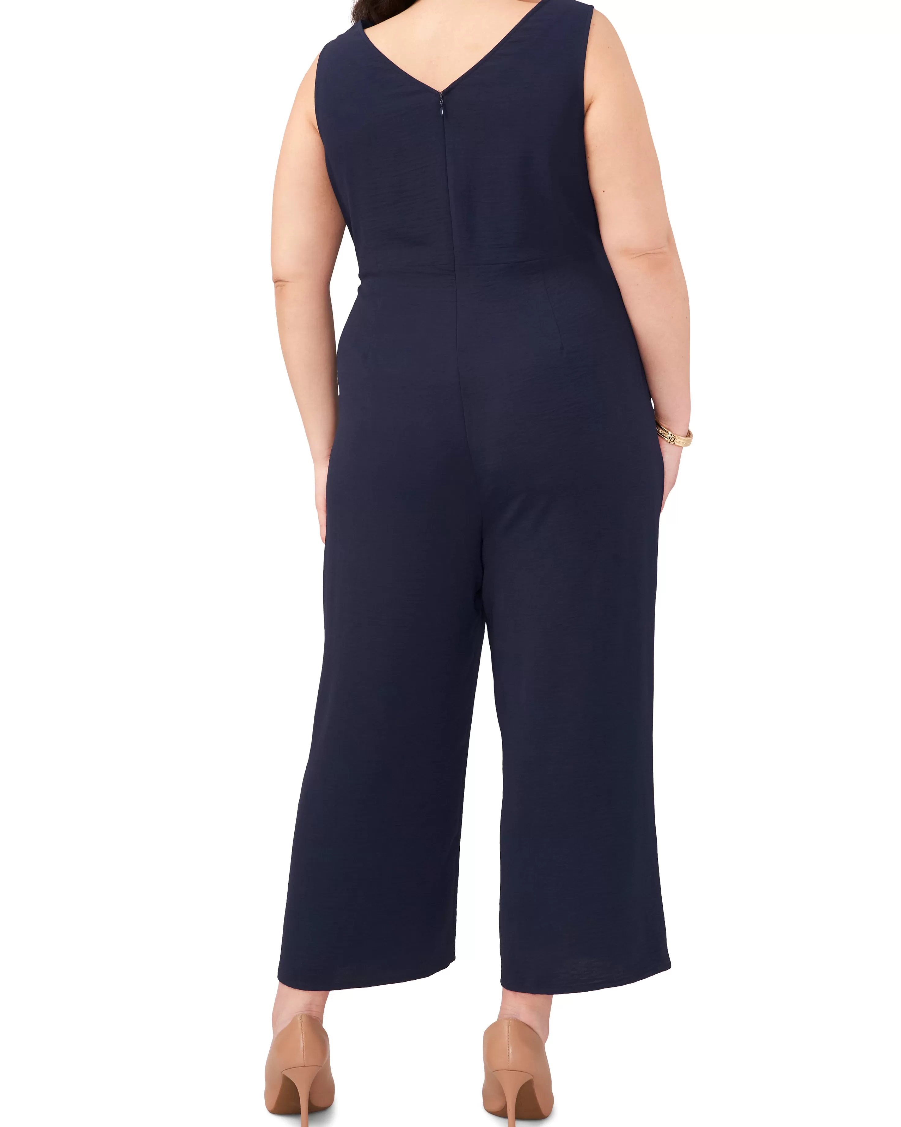 Vince Camuto Plus-Size V-Neck Jumpsuit With Front Tie Classic Navy Best Sale